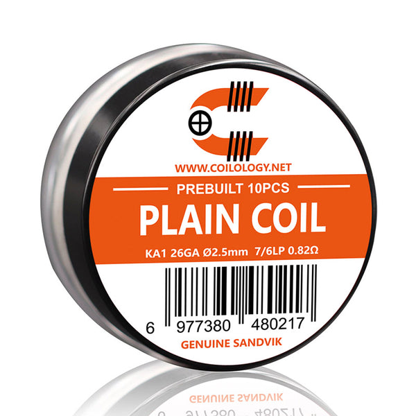 10pcs Coilology Pre-built Plain Coil – 26ga KA1 7/6lp ID:2.5mm 0.82ohm - 1Pack
