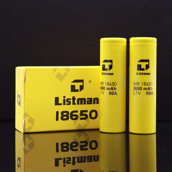 2pcs Listman IMR 18650 2600mAh 60A Flat Top Li-ion Rechargeable Battery – 2pcs Listman IMR 18650 2600mAh 60A Flat Top Li-ion Rechargeable Battery
