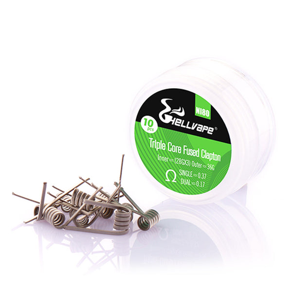Hellvape Ni80 Triple Core Fused Clapton Prebuilt Wire 28Ga*3+36Ga (0.37ohm)(10Pcs/Pack)
