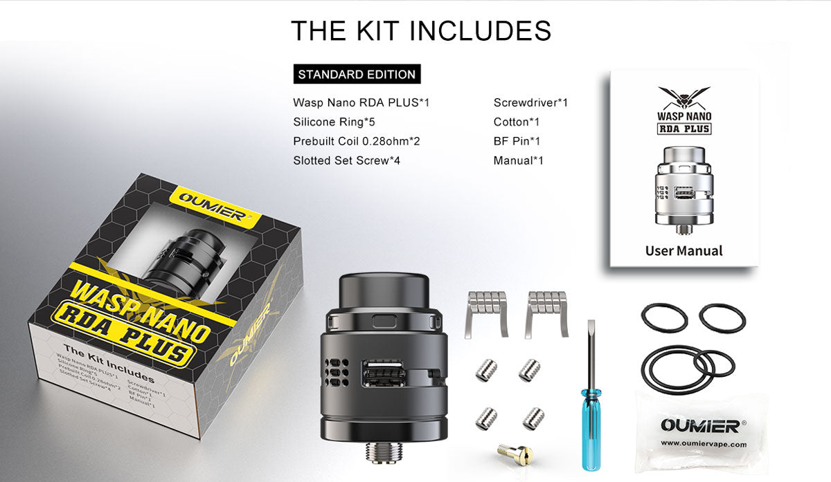 Oumier Wasp Nano RDA Plus Atomizer – Parcelcabin Europe