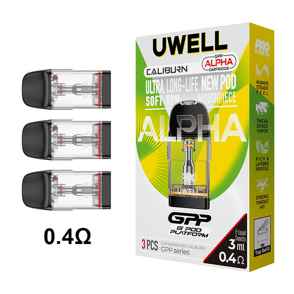 Uwell Caliburn GPP Alpha Cartridge – 0.4ohm - Top Refill (3pcs/pack)
