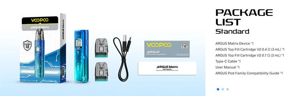 مجموعة نظام Voopoo ARGUS Matrix Pod بسعة 1350 مللي أمبير/ساعة وسعة 3 مل (بحد أقصى 30 وات) – مجموعة نظام Voopoo ARGUS Matrix Pod بسعة 1350 مللي أمبير/ساعة وسعة 3 مل (بحد أقصى 30 وات)
